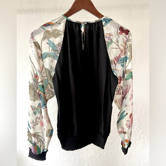 NWT Tiny silk + cotton top with sheer decorated sleeves from Anthropologie XS - Picture 4 of 4